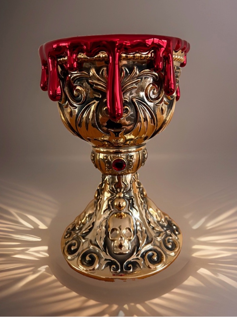 Bath Body Works Chalice Cup Gothic Skull Whimsygoth Goth 3 Wick Candle Holder - Picture 3 of 10